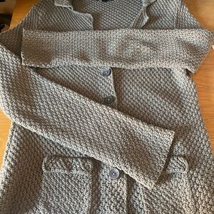 Biden Textured Knit Button-Up Cardigan Cottagecore Sage Green / Gray Sz 12